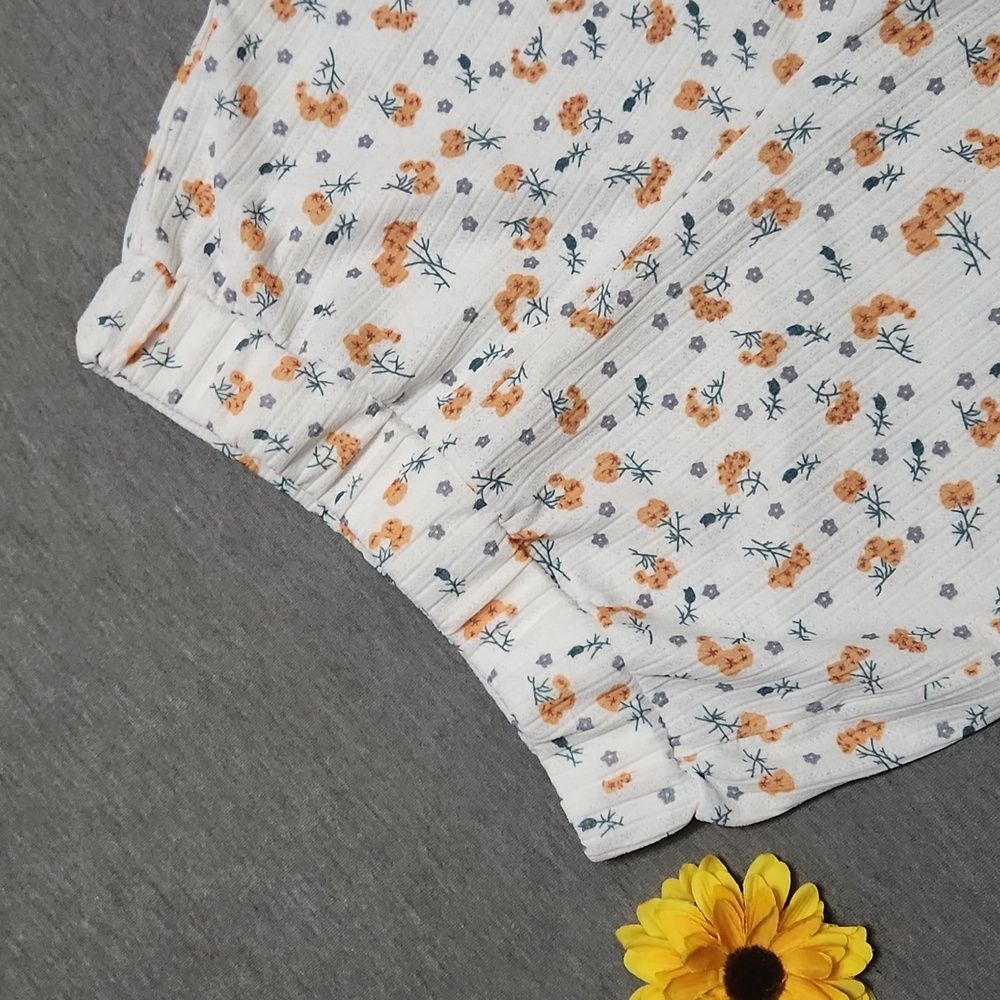 Y2K Ditsy Calico Floral Pointelle Knit Elastic Summer Shorts Bloomers - Picture 4 of 8